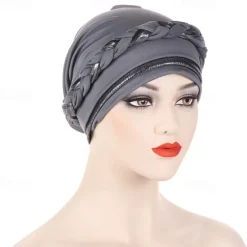 New 8 Colors Muslim Women Inner Caps Braided Bandanas Hijab Comfort Fashion Turban Hat Colorful Chemo Hats Head Wearing turbante Women Hats