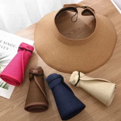 New 14 Colors Summer Folding Empty Top Hat Straw Hat Sun Hat Beach Hat Sunshade Sun Hat Panama Women's Men's Straw Hat Women Hats