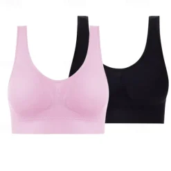 New 2 Pack Underwear Women's Plus Size Deep U Comfortable Beauty Back Yoga Vest with Pads No Steel Ring Gathered Shock-proof Sports Bra Home Outfits Women Lingerie