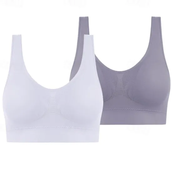 New 2 Pack Underwear Women's Plus Size Deep U Comfortable Beauty Back Yoga Vest with Pads No Steel Ring Gathered Shock-proof Sports Bra Home Outfits Women Lingerie
