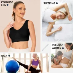New 2 Pack Underwear Women's Plus Size Deep U Comfortable Beauty Back Yoga Vest with Pads No Steel Ring Gathered Shock-proof Sports Bra Home Outfits Women Lingerie