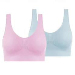 New 2 Pack Underwear Women's Plus Size Deep U Comfortable Beauty Back Yoga Vest with Pads No Steel Ring Gathered Shock-proof Sports Bra Home Outfits Women Lingerie