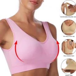 New 2 Pack Underwear Women's Plus Size Deep U Comfortable Beauty Back Yoga Vest with Pads No Steel Ring Gathered Shock-proof Sports Bra Home Outfits Women Lingerie