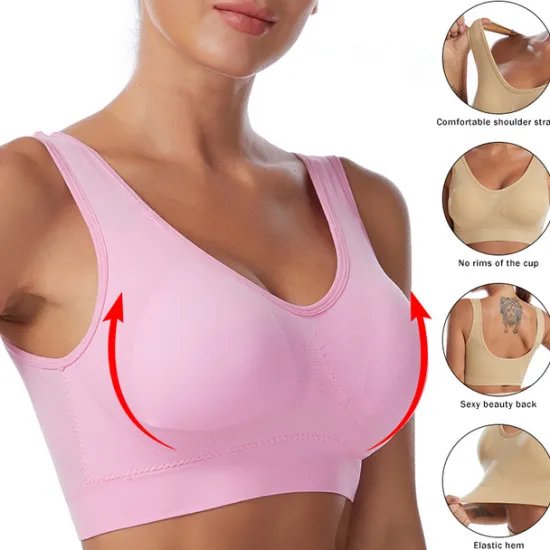 New 2 Pack Underwear Women's Plus Size Deep U Comfortable Beauty Back Yoga Vest with Pads No Steel Ring Gathered Shock-proof Sports Bra Home Outfits Women Lingerie