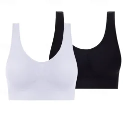 New 2 Pack Underwear Women's Plus Size Deep U Comfortable Beauty Back Yoga Vest with Pads No Steel Ring Gathered Shock-proof Sports Bra Home Outfits Women Lingerie