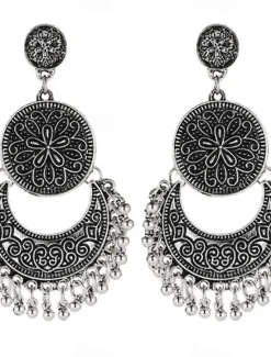 Hot 1 Pair Alloy Bohemian Sun&Moon Earrings For Women's Daily Festival Prom Date Beach Women Trendy Jewelry
