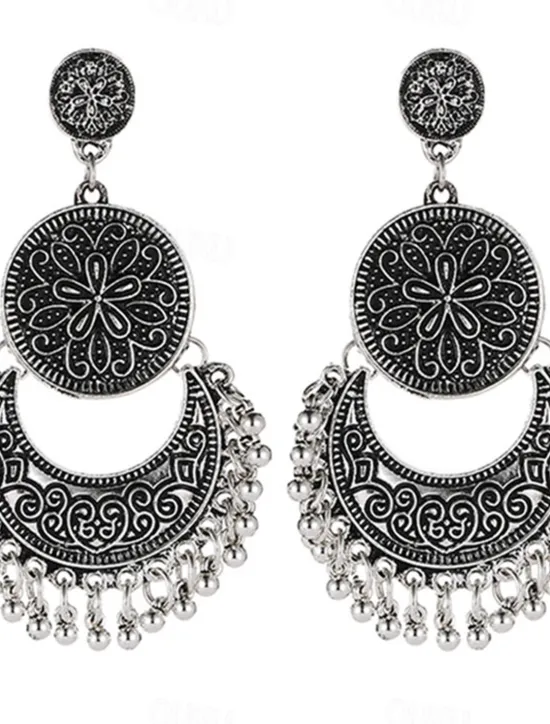 Hot 1 Pair Alloy Bohemian Sun&Moon Earrings For Women's Daily Festival Prom Date Beach Women Trendy Jewelry
