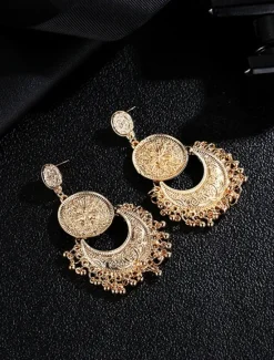 Hot 1 Pair Alloy Bohemian Sun&Moon Earrings For Women's Daily Festival Prom Date Beach Women Trendy Jewelry