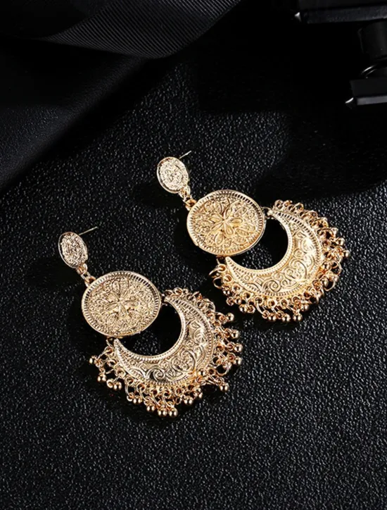 Hot 1 Pair Alloy Bohemian Sun&Moon Earrings For Women's Daily Festival Prom Date Beach Women Trendy Jewelry