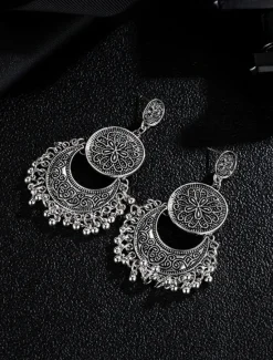 Hot 1 Pair Alloy Bohemian Sun&Moon Earrings For Women's Daily Festival Prom Date Beach Women Trendy Jewelry