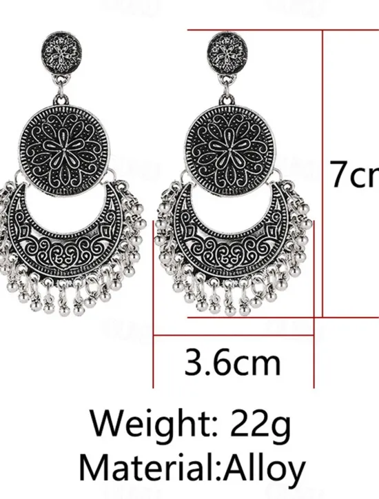 Hot 1 Pair Alloy Bohemian Sun&Moon Earrings For Women's Daily Festival Prom Date Beach Women Trendy Jewelry