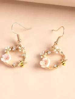 Outlet 1 Pair Drop Earrings For Women's Birthday Gift Prom Alloy Classic Petal Women Trendy Jewelry