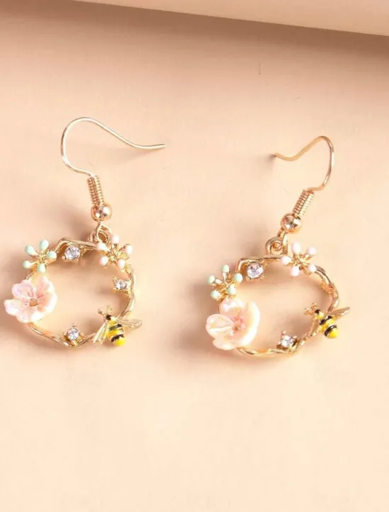 Outlet 1 Pair Drop Earrings For Women's Birthday Gift Prom Alloy Classic Petal Women Trendy Jewelry