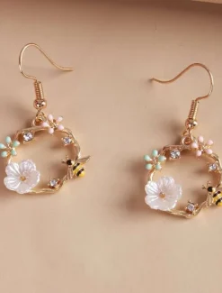 Outlet 1 Pair Drop Earrings For Women's Birthday Gift Prom Alloy Classic Petal Women Trendy Jewelry
