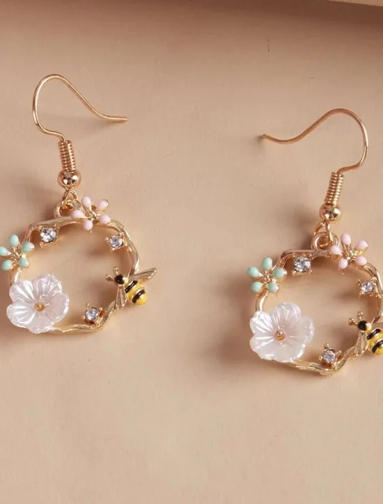 Outlet 1 Pair Drop Earrings For Women's Birthday Gift Prom Alloy Classic Petal Women Trendy Jewelry
