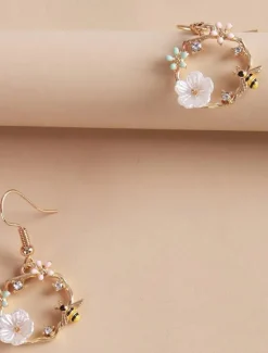Outlet 1 Pair Drop Earrings For Women's Birthday Gift Prom Alloy Classic Petal Women Trendy Jewelry
