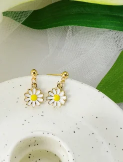 Best 1 Pair Drop Earrings For Women's Birthday Gift Prom Alloy Classic Daisy Women Trendy Jewelry