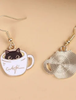Sale 1 Pair Drop Earrings For Women's Birthday Gift Date Alloy Classic Cat Cup Women Trendy Jewelry