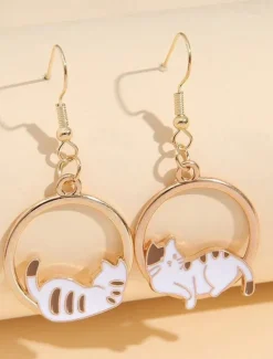 Hot 1 Pair Drop Earrings For Women's Street Gift Date Alloy Classic Cat Moon Women Trendy Jewelry