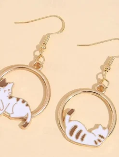 Hot 1 Pair Drop Earrings For Women's Street Gift Date Alloy Classic Cat Moon Women Trendy Jewelry