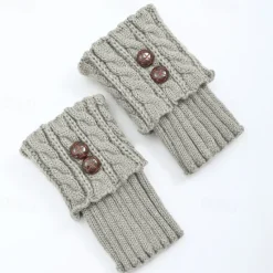 Hot 1 Pair Women Solid Warm Boots Cover Foot Covers Autumn and Winter Knitted Twist Button Short Leg Pads Knee Socks Boots Cover Women Socks