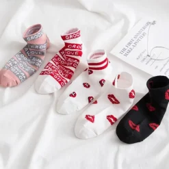 Sale 5 Pairs Women's Ankle Socks Low Cut Socks Work Daily Cotton Casual Vintage Retro Cute Socks Women Socks