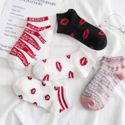 Sale 5 Pairs Women's Ankle Socks Low Cut Socks Work Daily Cotton Casual Vintage Retro Cute Socks Women Socks