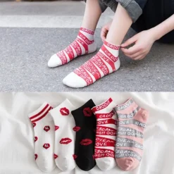 Sale 5 Pairs Women's Ankle Socks Low Cut Socks Work Daily Cotton Casual Vintage Retro Cute Socks Women Socks