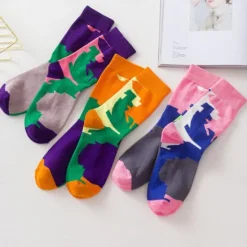 New 3 Pairs Women's Crew Socks Work Daily Holiday Multi Color Cotton Simple Classic Casual Sports Socks Women Socks