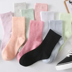 Outlet 10 Pairs Women's Crew Socks Work Daily Holiday Solid Color Sporty Simple Classic Casual / Daily Socks Women Socks