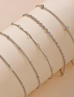 Best Ankle Bracelet Personalized Stylish Simple Women's Body Jewelry For Party Evening Holiday Classic Alloy Weave 5 PCS Women Trendy Jewelry