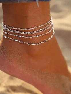 Best Ankle Bracelet Personalized Stylish Simple Women's Body Jewelry For Party Evening Holiday Classic Alloy Weave 5 PCS Women Trendy Jewelry