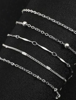 Best Ankle Bracelet Personalized Stylish Simple Women's Body Jewelry For Party Evening Holiday Classic Alloy Weave 5 PCS Women Trendy Jewelry