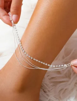Ankle Bracelet Women's Body Jewelry For Holiday Beach Rhinestone Alloy 1 PC Women Trendy Jewelry