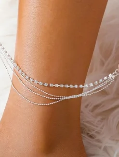 Ankle Bracelet Women's Body Jewelry For Holiday Beach Rhinestone Alloy 1 PC Women Trendy Jewelry