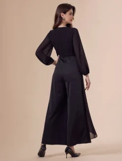 New Asymmetrical Deep V Wide-legged Jumpsuit Women Jumpsuits