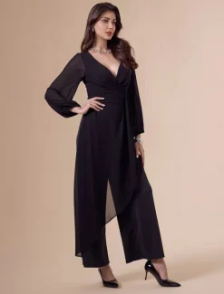 New Asymmetrical Deep V Wide-legged Jumpsuit Women Jumpsuits