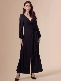 New Asymmetrical Deep V Wide-legged Jumpsuit Women Jumpsuits