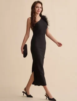 Online Fashion Party/Wedding Guest One Shoulder Feather Polyeste Maxi Dress dress to impress 2024 Women Cocktail Dress