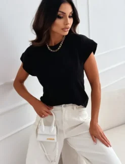 Online Blouse Women's Black Yellow Light Green Solid / Plain Color Knitting Daily Elegant Round Neck Regular Fit S Women T-Shirts