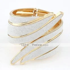 Online Bracelet Bangles Wide Bangle Hollow cuff Party Statement Ladies Vintage Open Alloy Bracelet Jewelry Rainbow / Rainbow / White For Gifts Women Trendy Jewelry