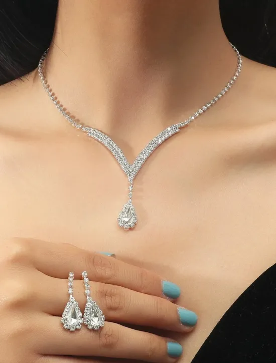 New Bridal Jewelry Sets For Women's Wedding Party Evening Alloy Fancy Women Trendy Jewelry