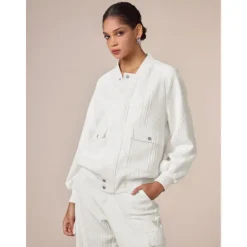 Discount Casual Crew Neck Textured Raglan Sleeve Bomber Jacket Women Cardigans & Outerwears|Jackets