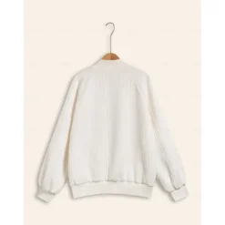 Discount Casual Crew Neck Textured Raglan Sleeve Bomber Jacket Women Cardigans & Outerwears|Jackets