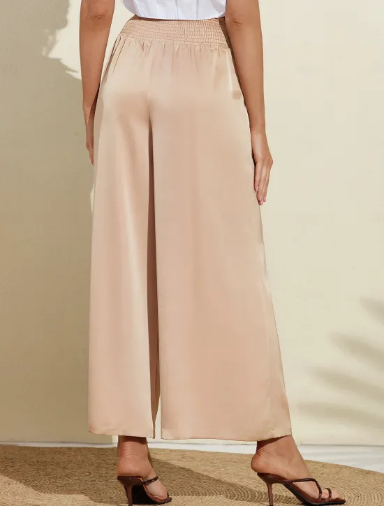 Outlet Casual Satin Wide Leg Trousers Women Pants