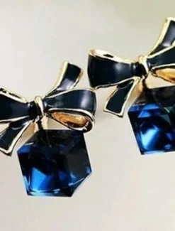 Chic & Modern Street Geometry Earring / Elegant Charm Cube and Bowknot Earrings for Woman/ Party / Dailywear Women Trendy Jewelry