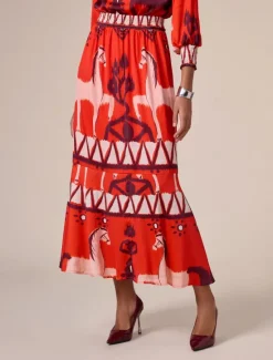 Best Chiffon Printing Elegant Bohemia Midi Skirt Women Skirts