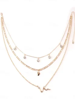 Outlet Choker Necklace Chrome Women's Elegant Artistic Layered Necklace For Wedding Party Valentine's Day Women Spring Accessories|Trendy Jewelry