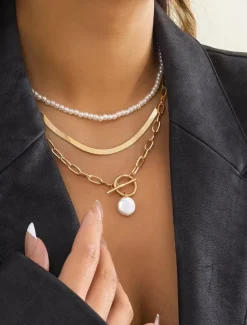 Clearance Choker Necklace Chrome Women's Punk Fashion Layered irregular Necklace For Wedding Valentine's Day Street Women Trendy Jewelry