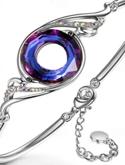 Discount Classic Blessed Fashion Chrome Bracelet Jewelry Blue / Purple / Green For Daily Holiday Women Trendy Jewelry|Spring Accessories